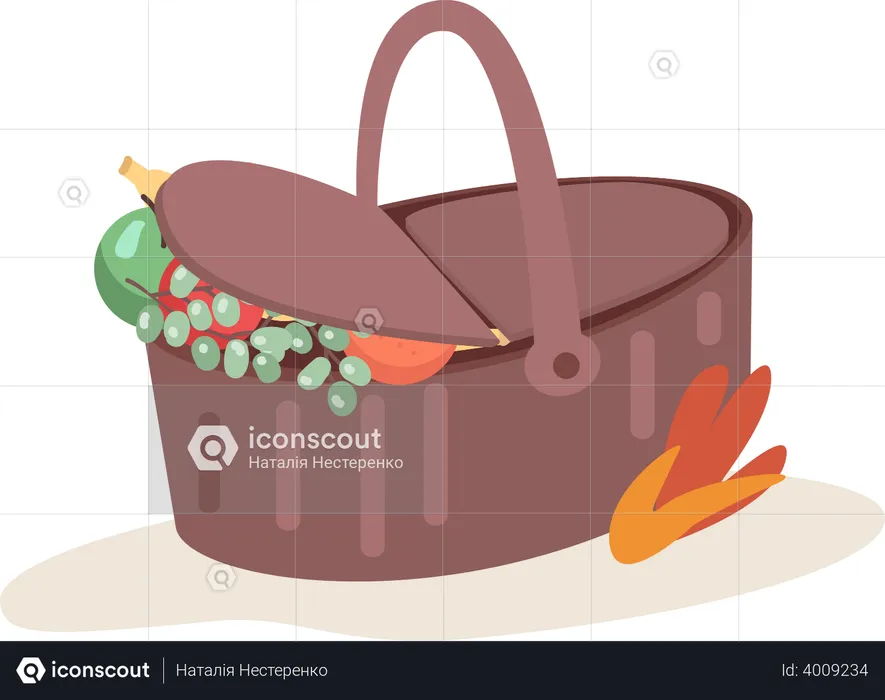 Picnic basket with fruits  Illustration