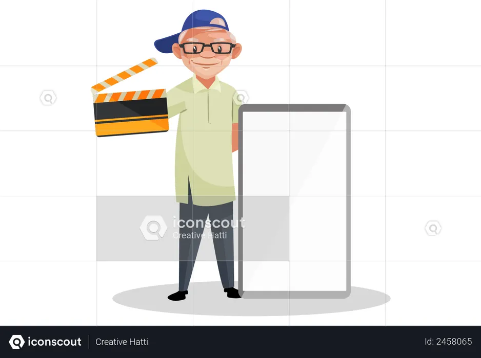 Picture director holding blank board and movie clap  Illustration