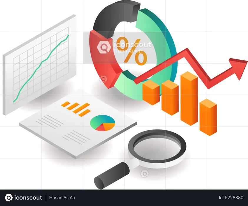 Kreisdiagramm-Datenanalyse eines Investmentunternehmens  Illustration