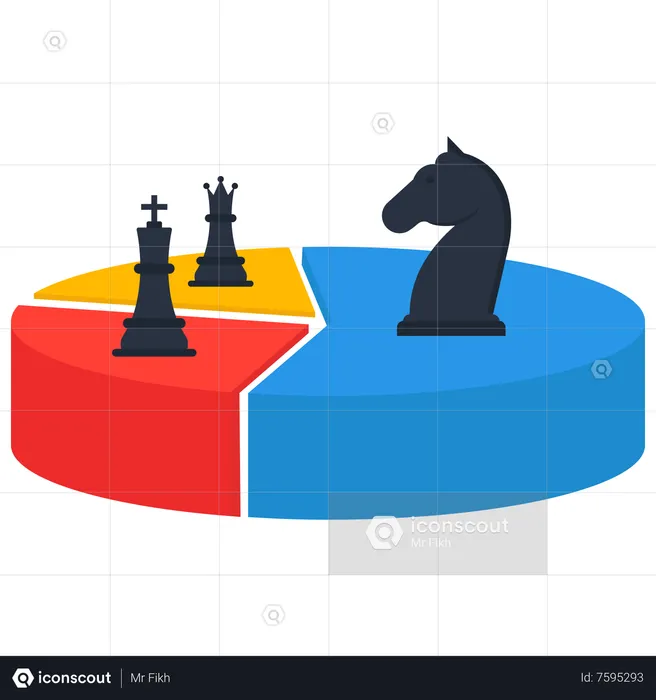 Pie chart with chess pieces market share  Illustration