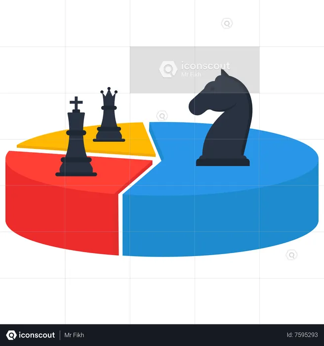 Pie chart with chess pieces market share  Illustration