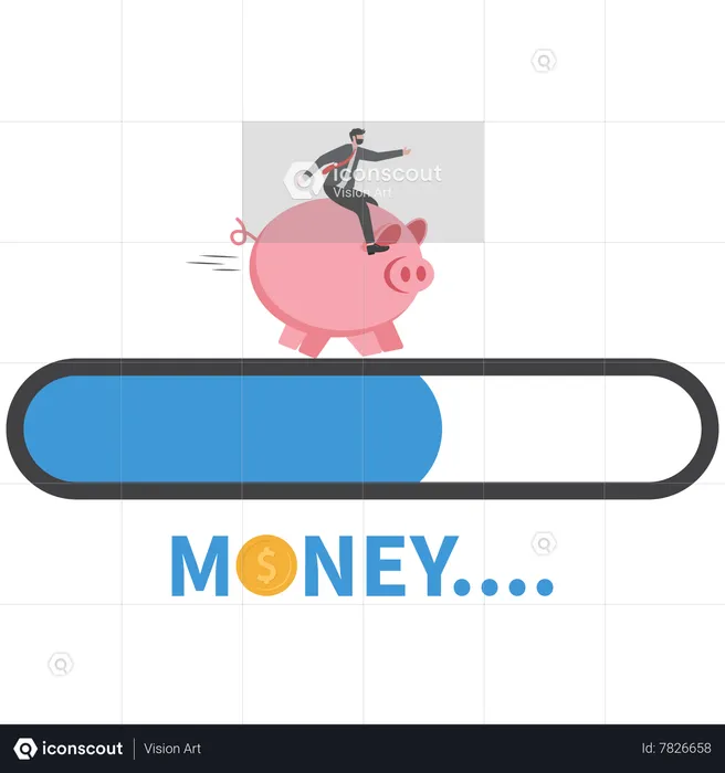 Piggy and progress loading bar  Illustration