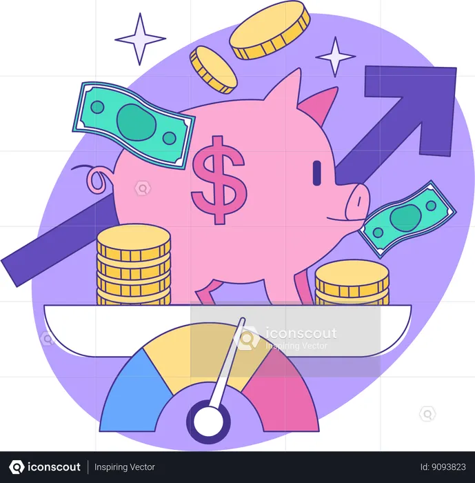 Piggy bank investment analysis  Illustration