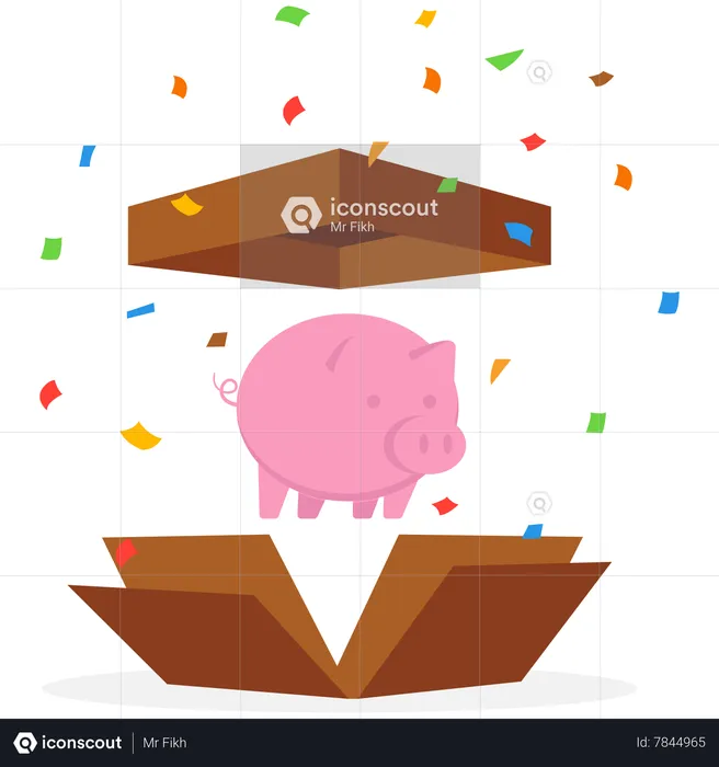 Piggy Bank outside the box  Illustration