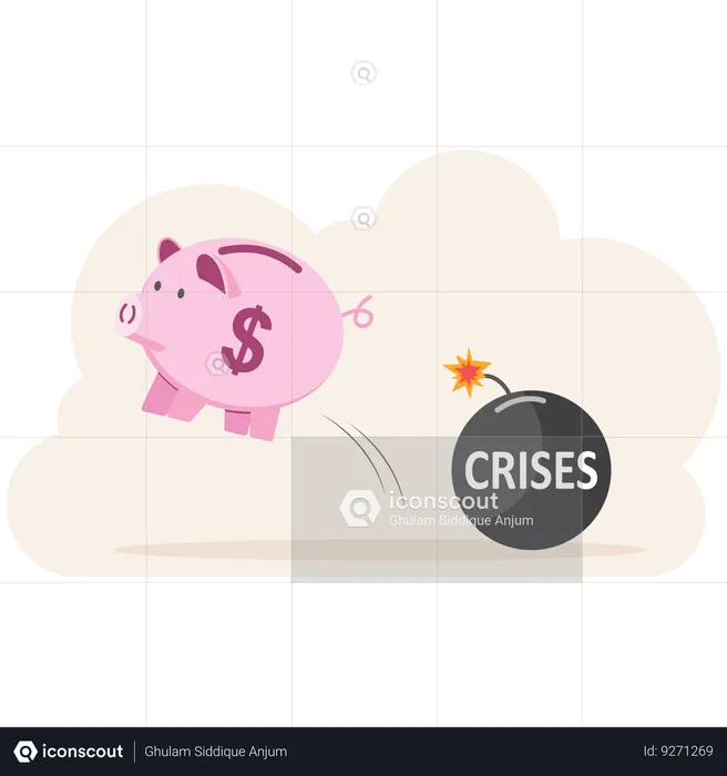 Piggy Bank With Lit Bomb Fuse  Illustration