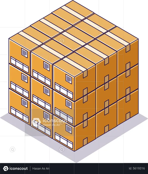 Piles of cardboard boxes  Illustration