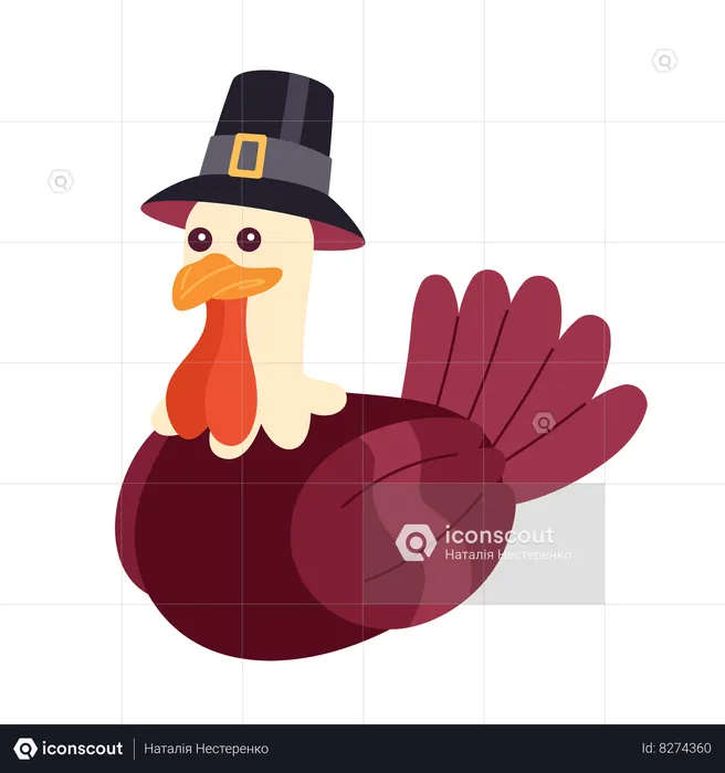 Pilgrim turkey mascot  Illustration