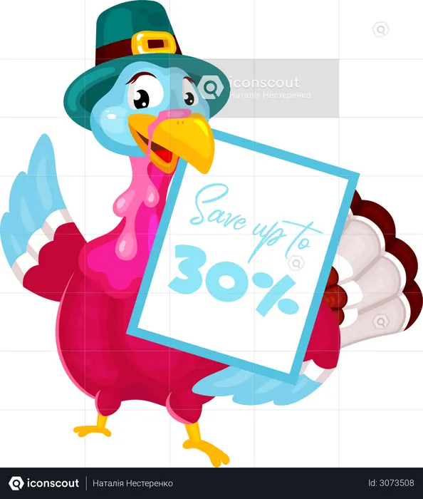 Pilgrims turkey with discount  Illustration