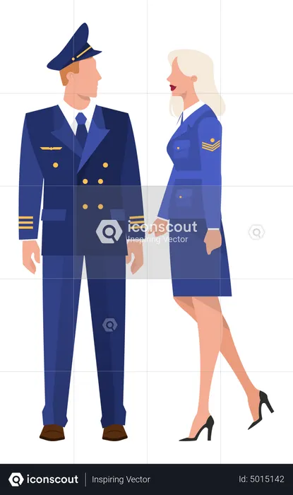 Pilot and stewardess in uniform  Illustration