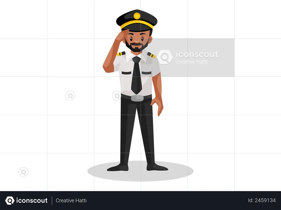 Pilot giving the salute  Illustration