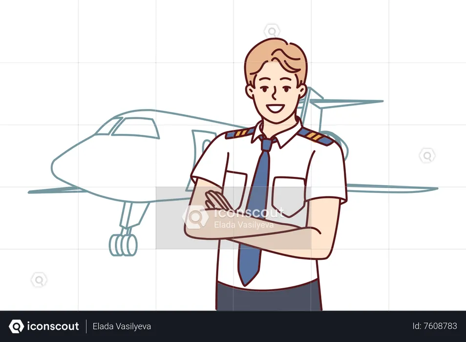 Pilot standing confidently  Illustration