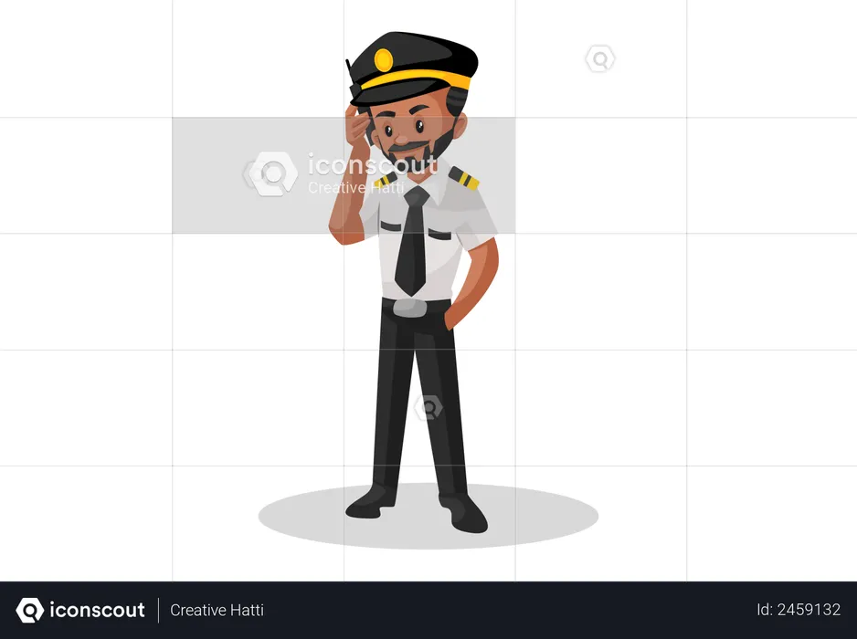 Pilot talking on the phone  Illustration