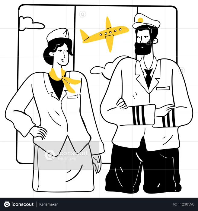 Pilot und Crew am Flughafen  Illustration