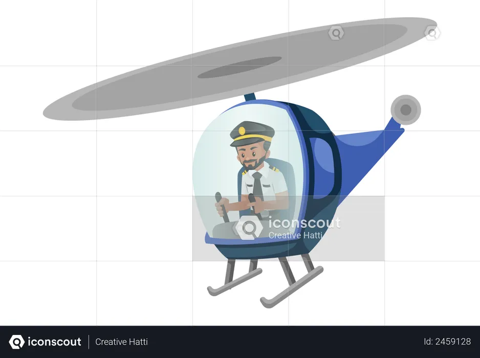 Pilote aux commandes d'un hélicoptère  Illustration
