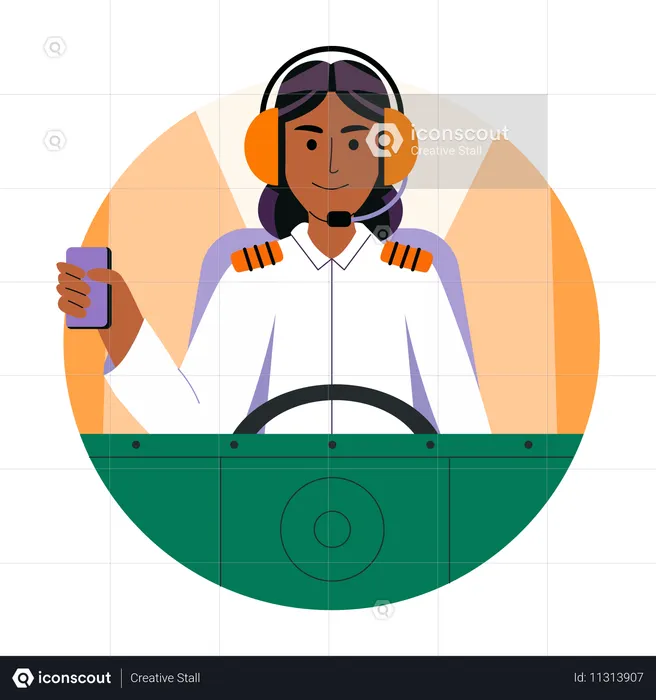 Piloto de avião feminino  Ilustração