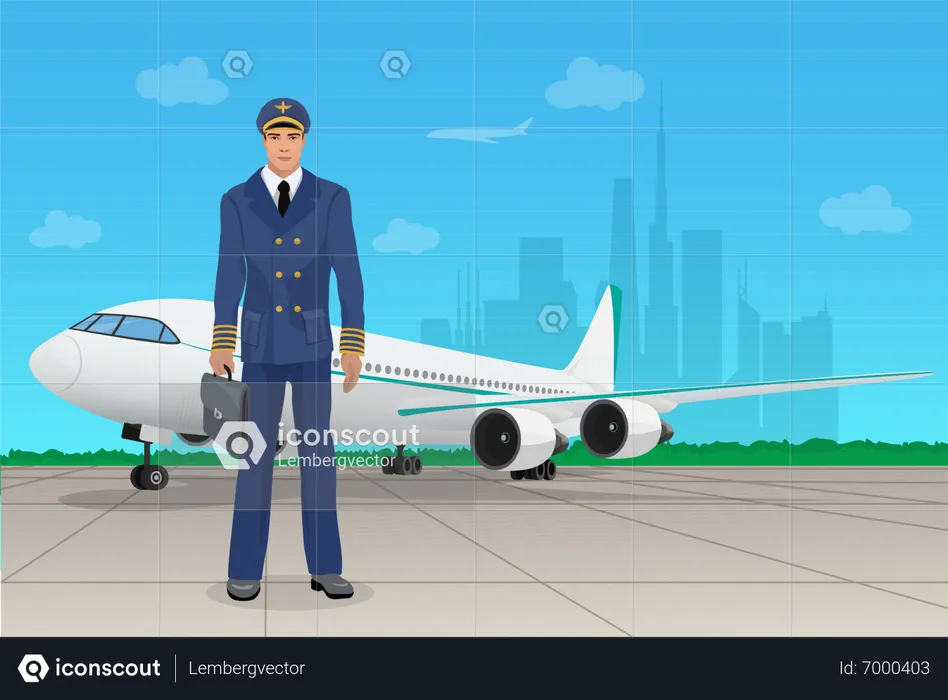 Piloto de avião profissional  Ilustração