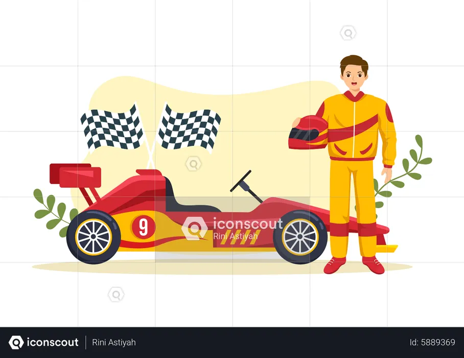 Piloto de corrida de carro  Illustration