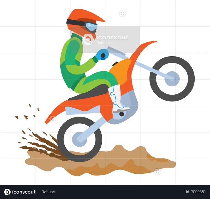 Jinete de moto de cross haciendo acrobacias  Ilustración