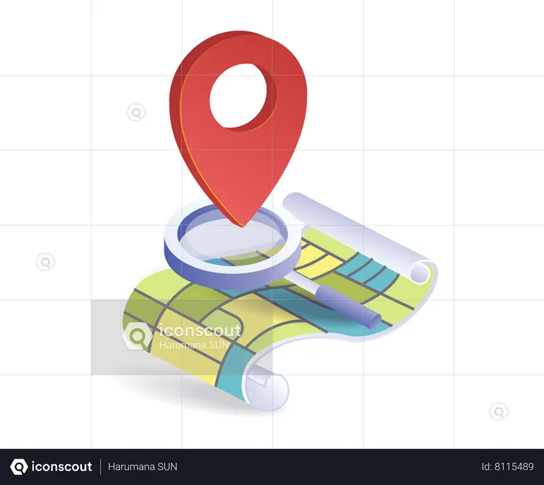 Pin location marks in map  Illustration