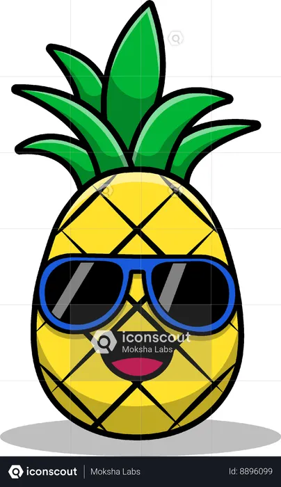 Pineapple Wearing Glass  Illustration