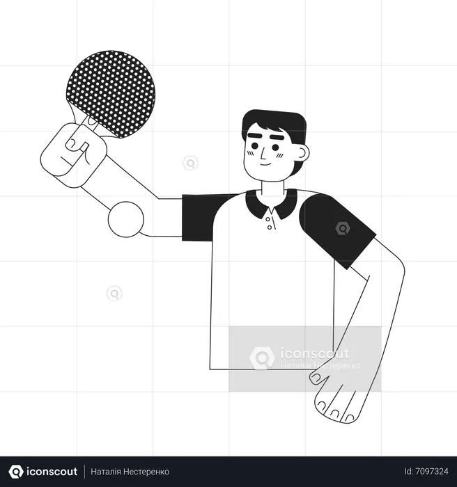 Ping pong player hitting ball with paddle  Illustration