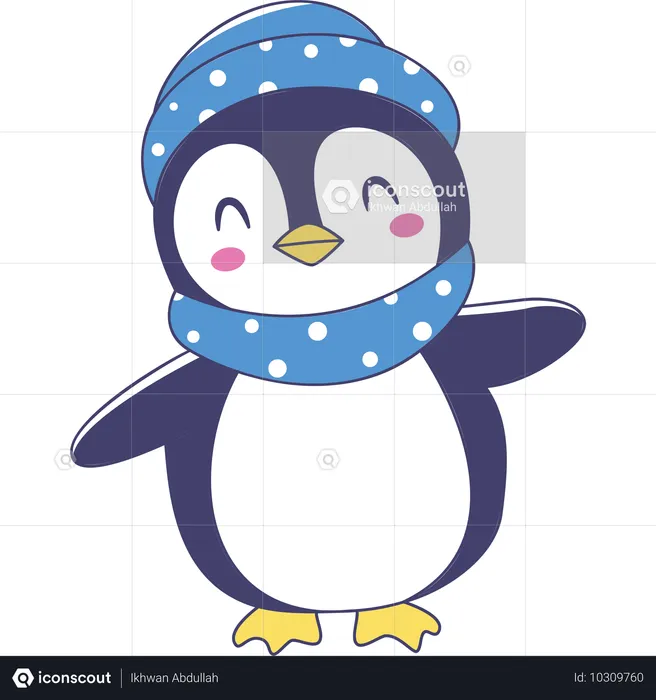 Pingüino con sombrero chal  Ilustración