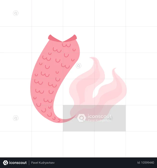 Pink beautiful tail of marine fantasy mermaid living underwater in sea  Illustration