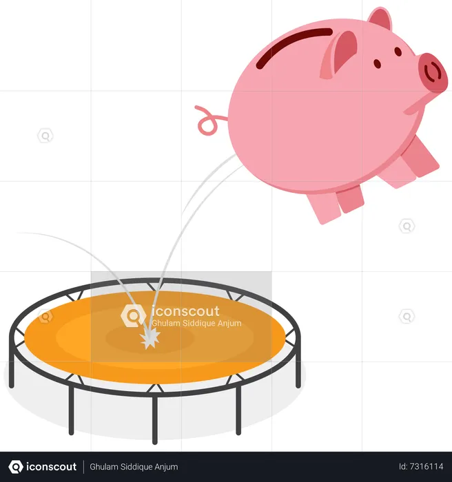 Pink piggy bank price rebound  Illustration