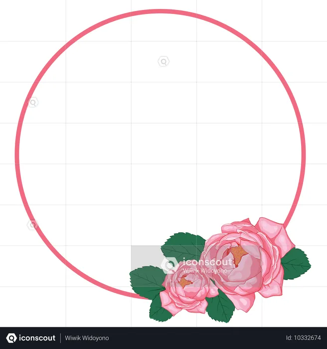 Pink rose with wreath  Illustration