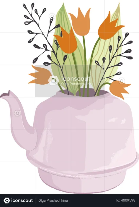 Pink teapot  Illustration