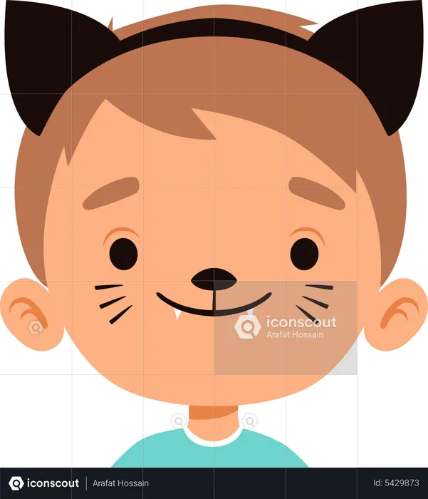 Pintura de cara de gato en cara de niño  Ilustración