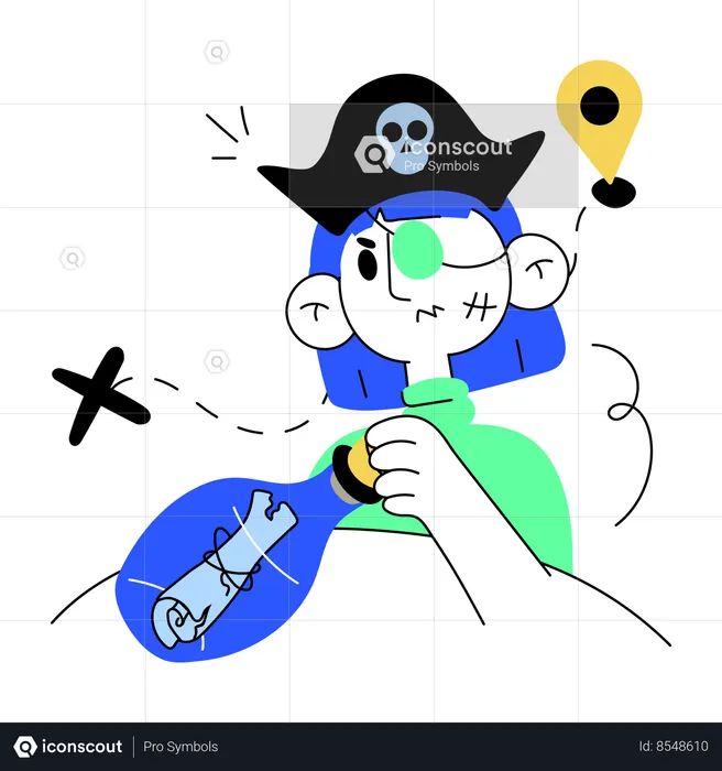 Pirate holding map Flag Illustration