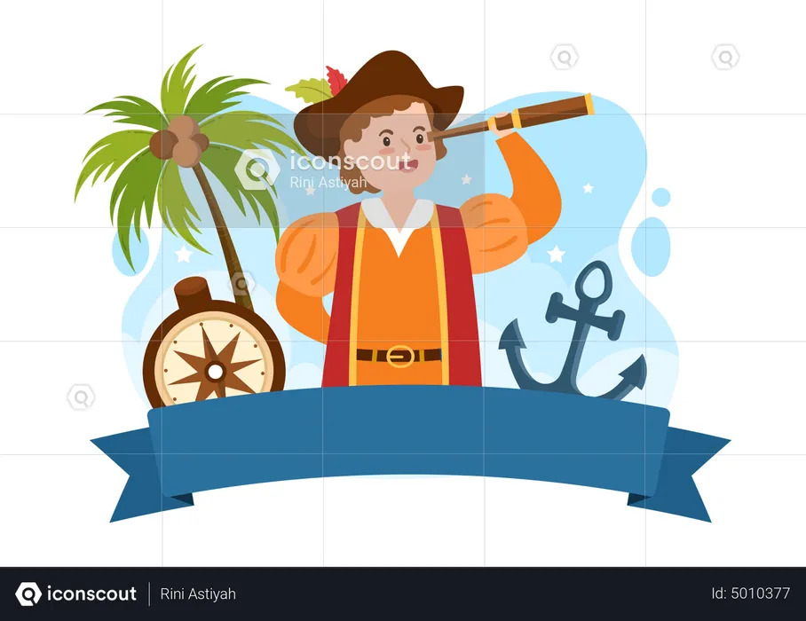 Pirate using binocular  Illustration