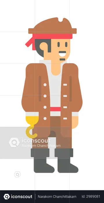 Pirate with golden hand hook  Illustration