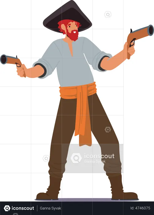 Pirate with Guns  Illustration