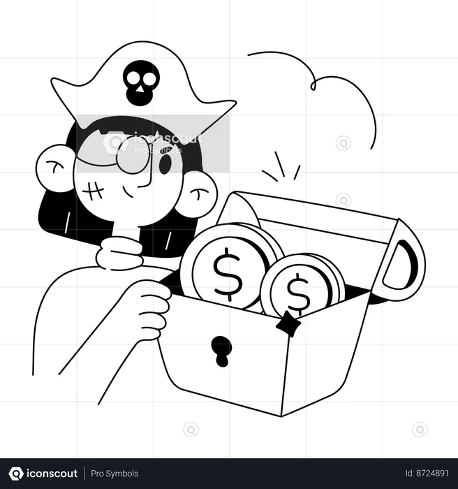 Pirate with treasure  Illustration