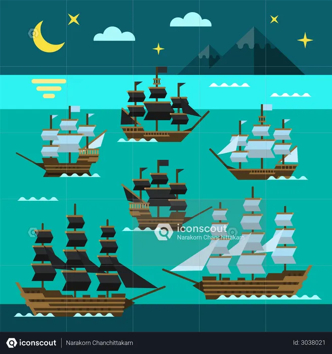 Piratenschiffe  Illustration