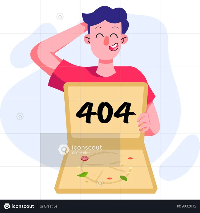 Pizza box empty error 404  Illustration