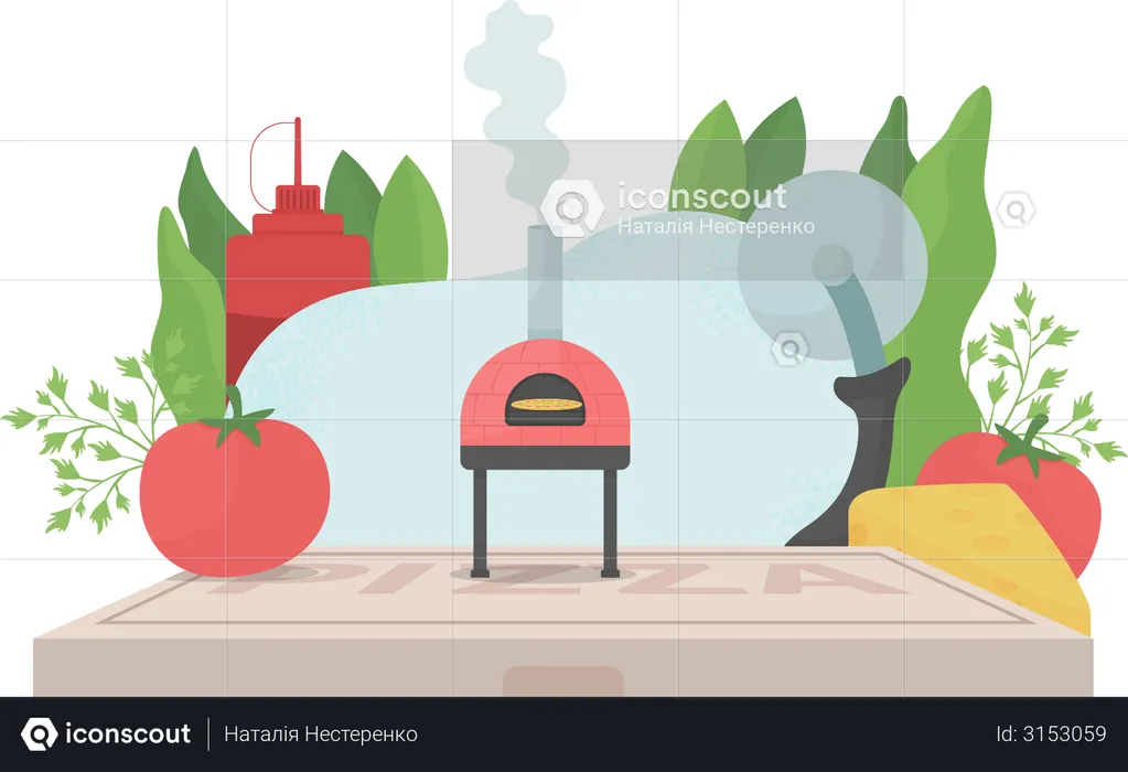 Pizza cooking  Illustration