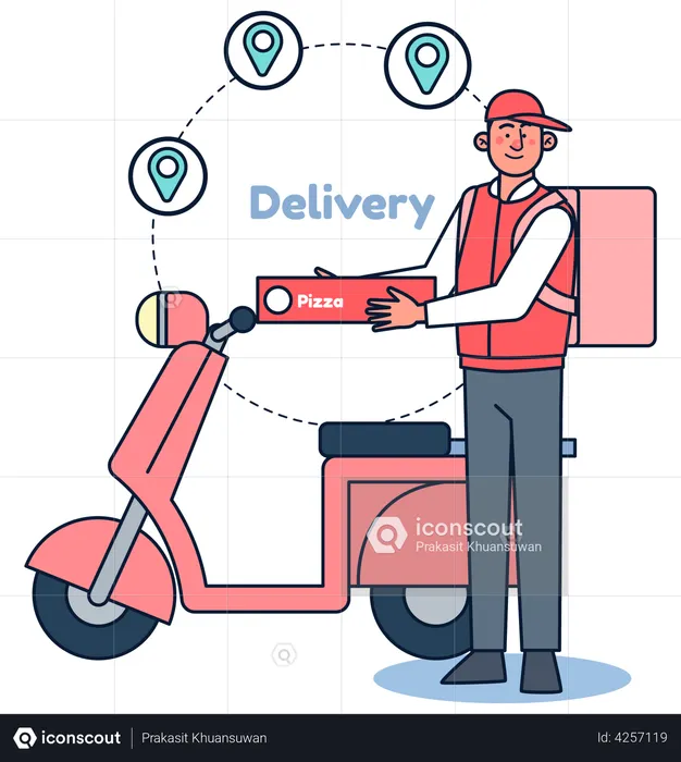 Pizza Delivery Boy  Illustration