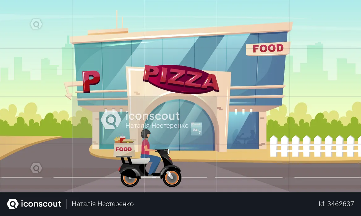 Pizza delivery by pizza store  Illustration