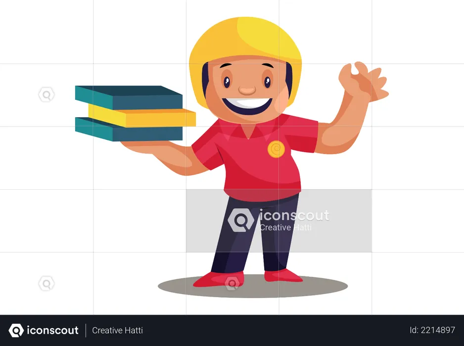 Pizza Delivery Man with pizza boxes  Illustration