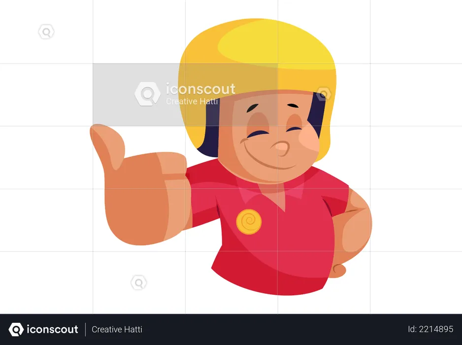 Pizza Delivery Man with Thumb up sign after delivering pizza  Illustration