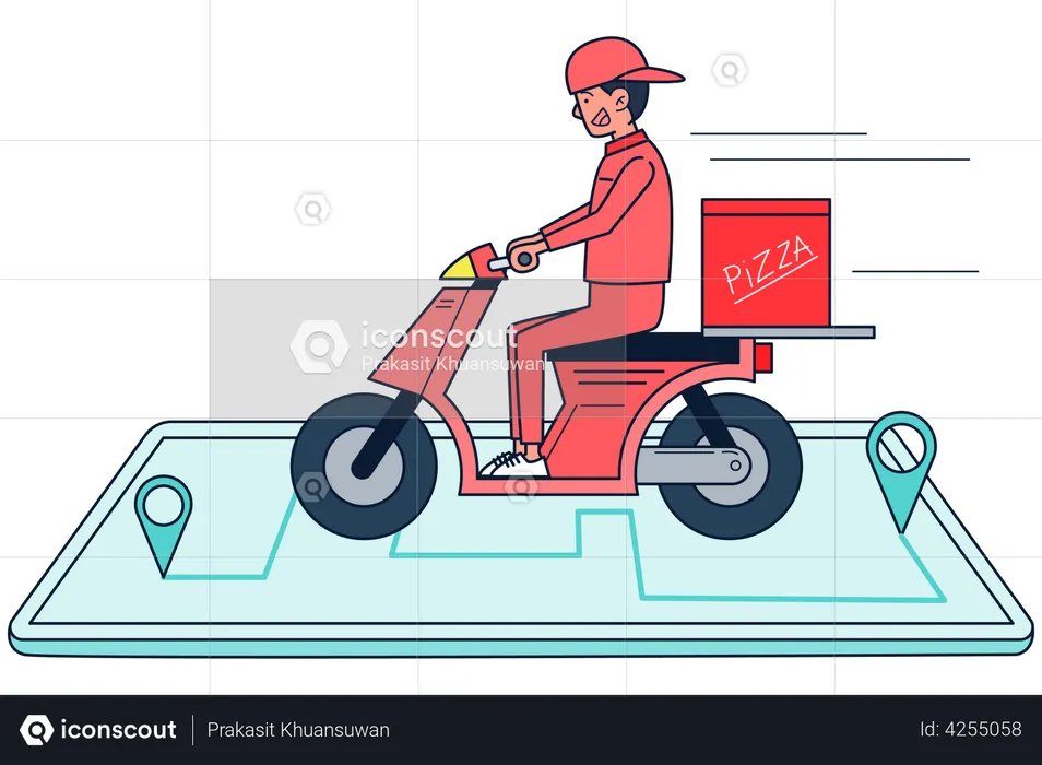 Pizza delivery tracking  Illustration