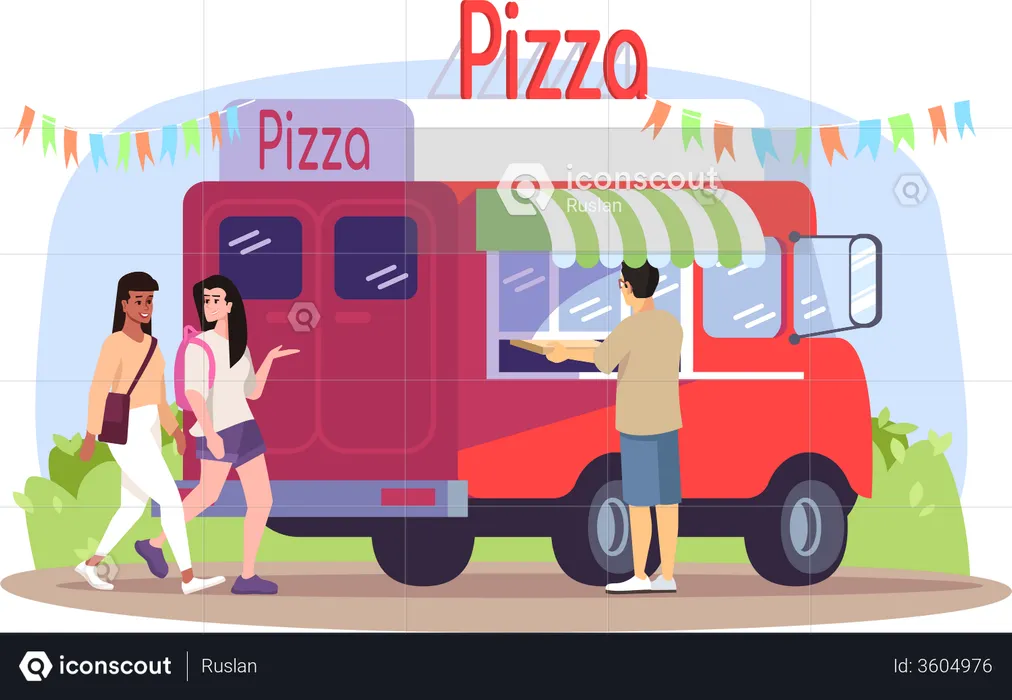 Pizza food truck  Illustration