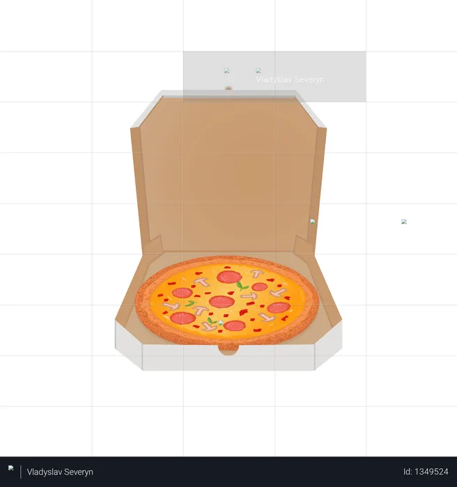 Pizza in the box vector illustration on white background  Illustration