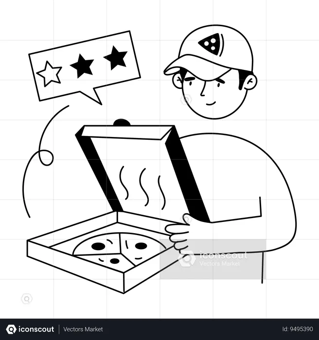 Pizza man getting Delivery Review  Illustration