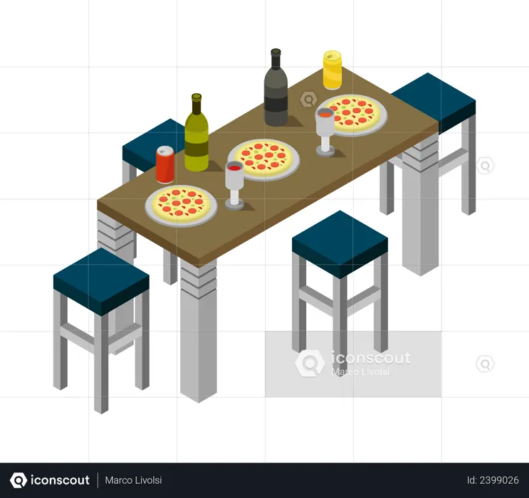 Pizza table  Illustration