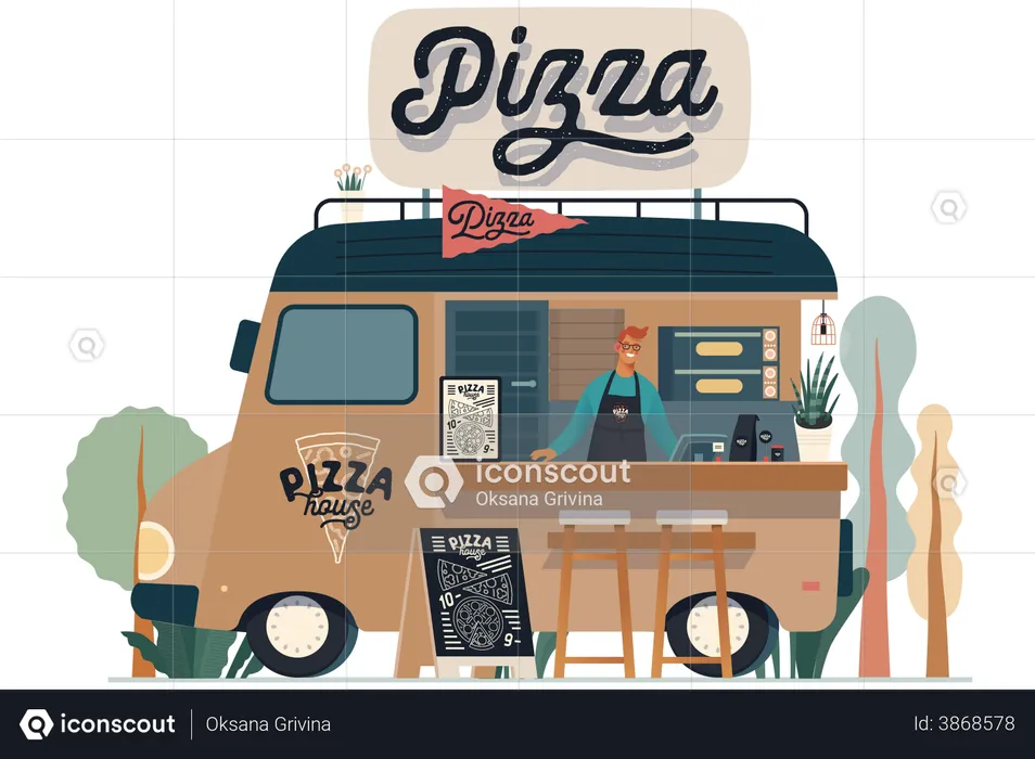 Pizza Truck  Illustration