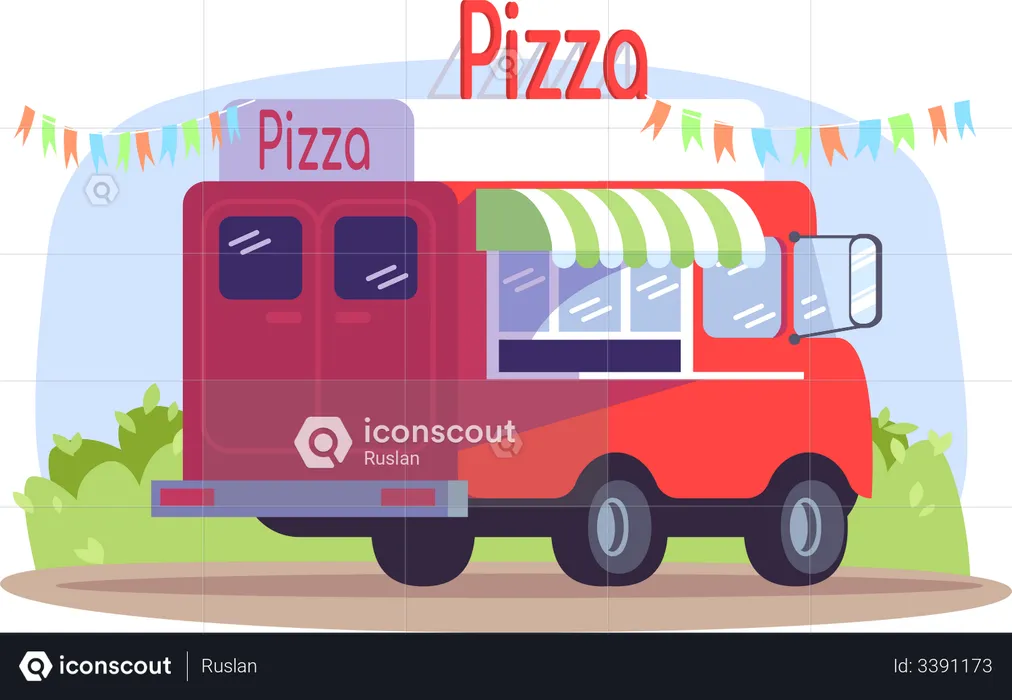 Pizza truck  Illustration